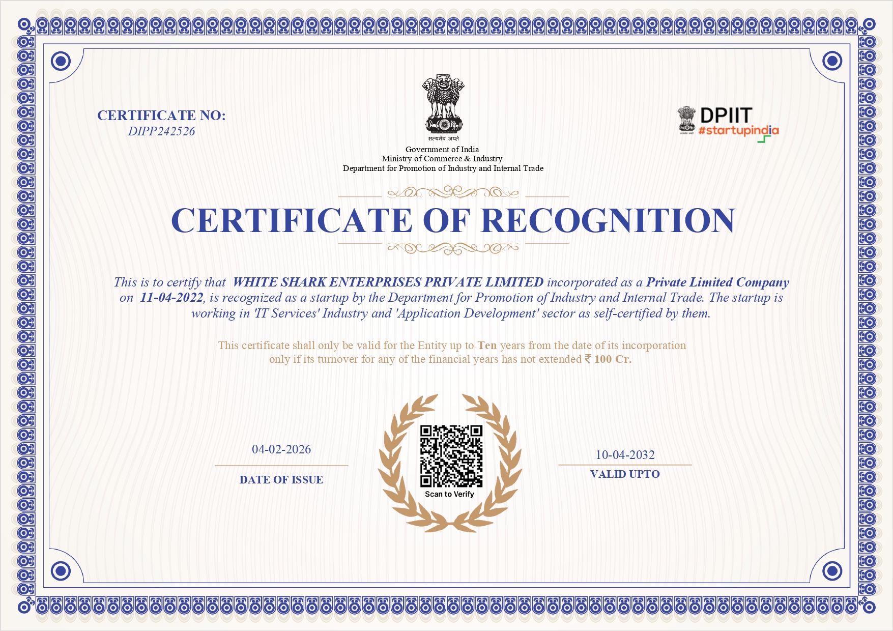 Startup India Certificate